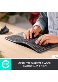 Resim Logitech Ergo K860 - Bölünmüş Tuş Düzenine Sahip Kablosuz Ergonomik Klavye, Fr Azerty - Grafit 