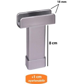 Resim 8 Cm U Geçme Ayak Ayarlı Mobilya Ayağı 18 Mm Masa Ayakları Gri Diğer 