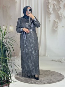 Resim Freya Tesettür Abiye - Antrasit / 52 