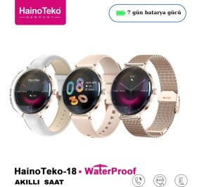 Resim Haino Teko Amoled Ekran Super Slim Tasarım Waterproof 3 Kordonlu Akıllı Saat Gold Rose TEKO18 