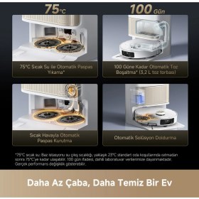 Resim Dreame L40S Pro Ultra 19000PA Emiş Gücü Çöp Istasyonlu, Otomatik Mop Yıkama ve Kurutmalı Akıllı Robot Süpürge ve Dreame Temizlik Solüsyonu 1000 ml 