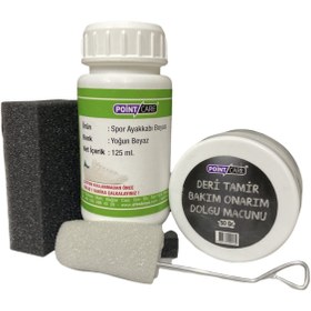 Resim Point Care 3'lü Set Beyaz Mont, Direksiyon, Döşeme, Ayakkabı, Deri Boyası + Tamir Macunu + Sünger 