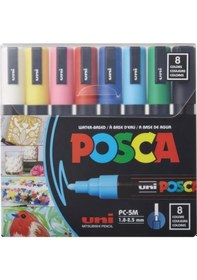 Resim Uni Posca 5M Boyama Markörü Ana Renkler 8'li Set 