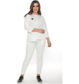 Resim Lady Majestic Cotton 1. Kalite Büyük Beden Özel Tasarım Eşofman Takımı Beyaz 