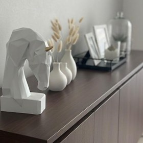 Resim Dekoratif Kitap Tutucu Kübit At Figürlü Biblo Beyaz Gold Detaylı 