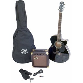 Resim Sx SA3-SK-BK Elektro Akustik Gitar Seti 