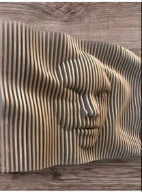 Resim Parametric Dalgalı Ahşap Tablo Antrasit Ve Beyaz 