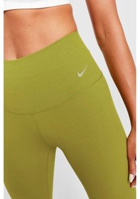 Resim Nike Dri Fit Zenvy Gentle Support High Waisted 7/8 Leggings Kadın Yüksek Bel İç Cepli Spor Tayt Yosun Yeşili Koyu Yeşil 