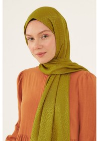 Resim Mirsoy Scarf Halka Desen Parlak Jakar Şal - Yağ Yeşili Yağ Yeşili 