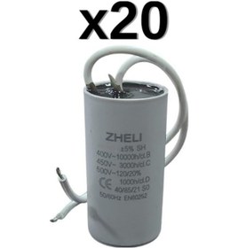 Resim 20'li Zheli 1,5 Μf 25x49 Mm Plastik Kablolu 450-500 Acv Daimi Devre Kondansatörü 