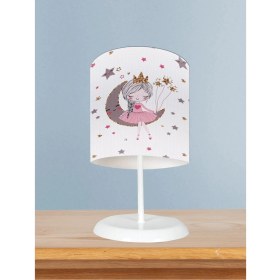 Resim Bebek ve Çocuk Odası Ayda Oturan Prenses Kız Desenli Abajur 