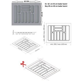 Resim Çekmece İçi Kaşıklık Ve Kepçelik Düzenleyici Gri 62x49 Cm 55x40 Cm Kadar Kesilebilir Grı 