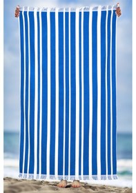 Resim Homelover Pamuklu Çizgili Püsküllü 100x170 Büyük Boy Plaj Havlusu 