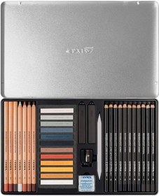 Resim Lyra Sketching Karakalem Eskiz Çizim Seti 35 Parça Metal Kutu 