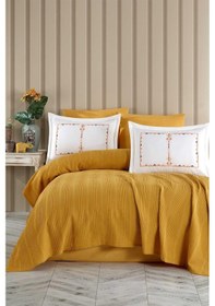 Resim Elart Pamuk Pike Seti Çift Kişilik 6 Parça Marcia Sarı 