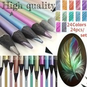 Resim 24 Renkli/Metalik Boyalı Kalemler - Bu sanat malzemeleriyle yaratıcılığınızı ortaya çıkarın! Metalik ve Floresan 24 Adet Sanat Çizimi, Boyama, Karalama Yaratıcı DIY El İşi Boyama 