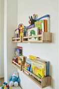 Resim Genel Markalar Montessori Çocuk Odası Duvar Rafı Ahşap Kitaplık Raf 4 Adet 40 Cm 