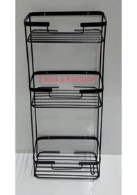 Resim 304 Paslanmaz 3 Lü Kare Şampuanlık-Süngerlik Mat Siyah Çok Renkli 