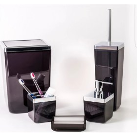 Resim Primanova Toskana 5 Parça Banyo Seti Şeffaf Siyah 