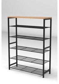 Resim Retodesign 1891 6 Katlı Ayakkabılık Banyo Çok Amaçlı Raf Siyah - Atlantik Çam 