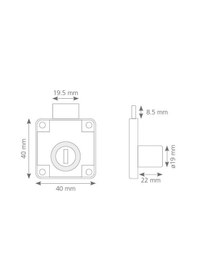 Resim Çekmece Kapak Kilidi Kare 22Mm Siyah 