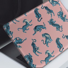 Resim Pembe Üzerine Mavi Kaplanlar Notebook Sticker, Laptop sticker,, Hp Sticker, Asus Sticker, 15.6 inç Sticker 