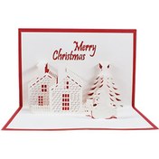 Resim Geeroyoo 3d Noel Şatosu Açılır Tebrik Kartı Zarf Dahil, 90 Derece Açılır, Renkli Tasarım 