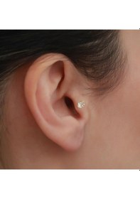Resim 14 Ayar Altın Beşli Baget Tragus Piercing Sarı 