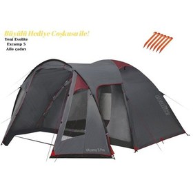 Resim Evolite Excamp 5 Pro Sun Fresh Aile Çadırı Upf80 Evolite 6'lı Çadır Kazığı Hediyeli Gri 