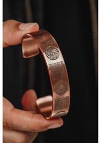 Resim Erkek Bakır Bileklik - Zırh Ve Koruma Duaları Konseptli Erkek Kelepçe Bileklik Rose Gold 
