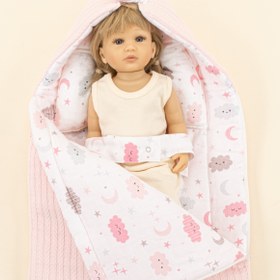 Resim Uyku Tulumu - Baş Şekillendirici Yastık - Şeker Pembe Örgü - Pembe Bulut 