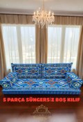 Resim mdhomecarpet Anadolu Desenli Şark Köşesi Yer Minderi Takımı –Süngersiz Kılıf Otantik ve Konforlu -70x190 5 Parça 
