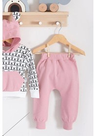 Resim Minik Ayıcıklar Desenli 2'li % 100 Pamuk Kız Bebek Takımı Pembe 