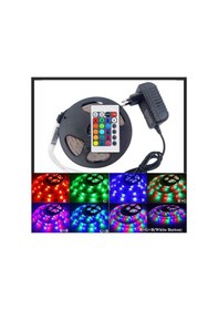 Resim Rgb Şerit 5 Metre 16 Renkli Kumandalı Adaptörlü Çift Taraflı Bant Açık Gri 
