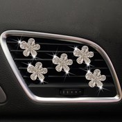 Resim 5 adet Rhinestone Çiçek Tasarımı Araba Hava Kanalı Klipsi, Otomotiv Aksesuarları ve Hediyeleri için Uygun, Pil Yok 