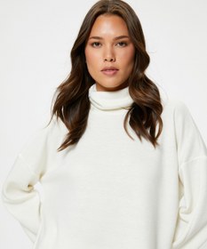 Resim Boğazlı Kazak Geniş Kollu Düşük Omuzlu 