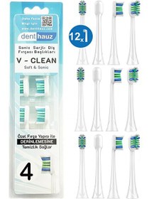Resim Rovexa V Clean Sonic Soft Temizlik - Philips Sonicare Uyumlu 12 Adet Yedek Başlık 