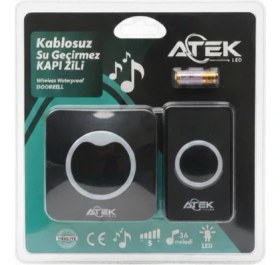 Resim urfakent bilişim ve medya danışmanlık Siyah Kablosuz Su Geçirmez Kapı Zili 