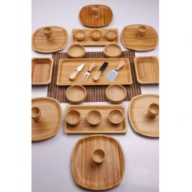Resim Atbyhome Bambu Loft 6 Kişilik 31 Parça Doğal Bambu Kahvaltı Takımı - Kahvaltı Seti Sunum Seti 
