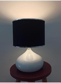 Resim Bohhem Serenay Metal Beyaz Gövdeli Elite Abajur Gümüş Detay Siyah Başlık Siyah 