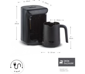 Resim Mutlu Müşteri Hatır Közde Türk Kahvesi ve Türk Kahve Makinesi Shiny Black 5 Fincan Kapasiteli Bol Köpüklü 