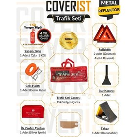 Resim Trafik Seti Ve İlk Yardım Seti - 4 Yıllık 1 Kg Yangın Tüpü - Gold 