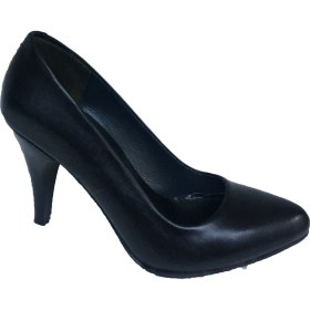 Resim Elegan Siyah Deri Stiletto Ayakkabı 