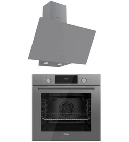 Resim Ferre QMS63CPR - D079 2'li Gri Cam Ankastre Set 