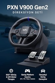 Resim Coverzone Direksiyon Seti – 900° Dönüş, Çift Motorlu Titreşim, 16-Bit Manyetik Encoder, Rgb Işıklı Geri Bildirim, Hall Sensörlü Metal Pedal, Pc Ps4 Xbox Uyumlu Gerçek Sürüş Deneyimi Pxn V900 Gen2 