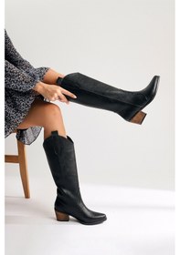 Resim Lhena Siyah Western Çekme Çizme 001 