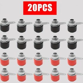 Resim 20 adet Muz Fişi, 4mm Muz Fişi Priz Bağlayıcı 4mm Muz Fişi Kablolama Terminali Bağlayıcı, Ses Ekipmanları için 10 adet Siyah ve 10 adet Kırmızı 