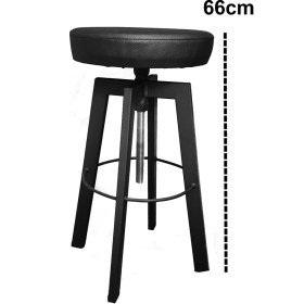 Resim Presto Bar Sandalyesi Bar Taburesi Siyah Deri Oturak 