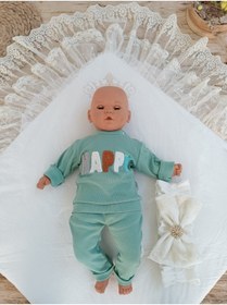 Resim Tomuycuk Triko Örgü Bebek Kundağı Unisex Bebek Dış Kundak Battaniyesi Hastane Çıkışı Kundak Battaniye 