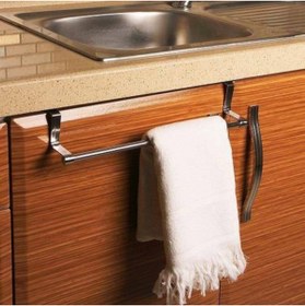 Resim FırsatYeri Krom Kaplı Paslanmaz Metal Havlu Askısı Aparatı 35 cm 2.2 cm Mutfak Dolap Kapağı Takılabilir 